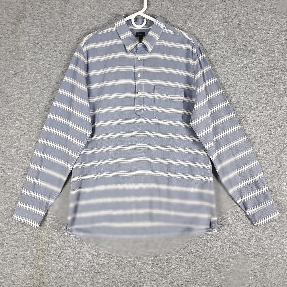 J. Crew Blue and White Striped Casual Button-Down Shirt